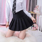 Pleated School Girl Skirt with Built - in Shorts for Chic Style - Cosparty