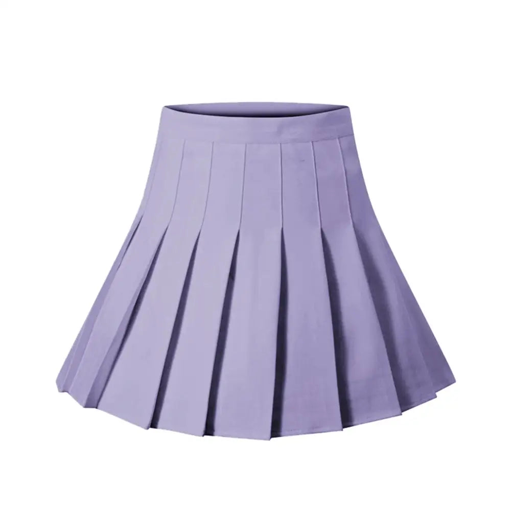 Pleated School Girl Skirt with Built-in Shorts for Chic Style - Lavender / XS - Skirts