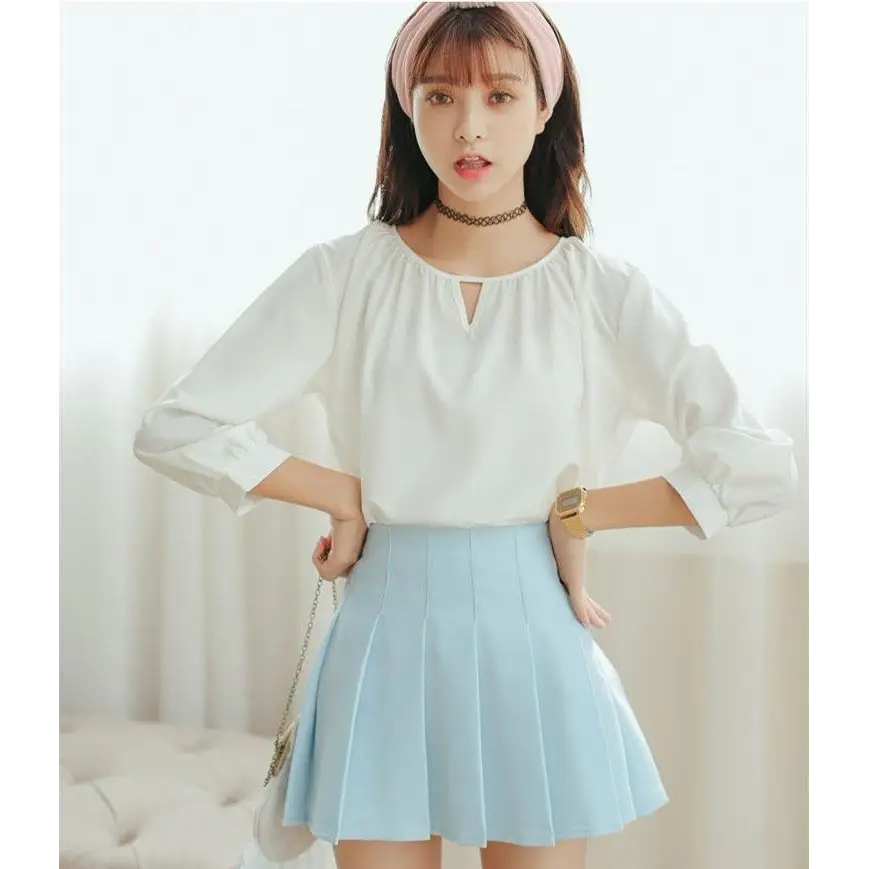 Pleated School Girl Skirt with Built-in Shorts for Chic Style - Skirts