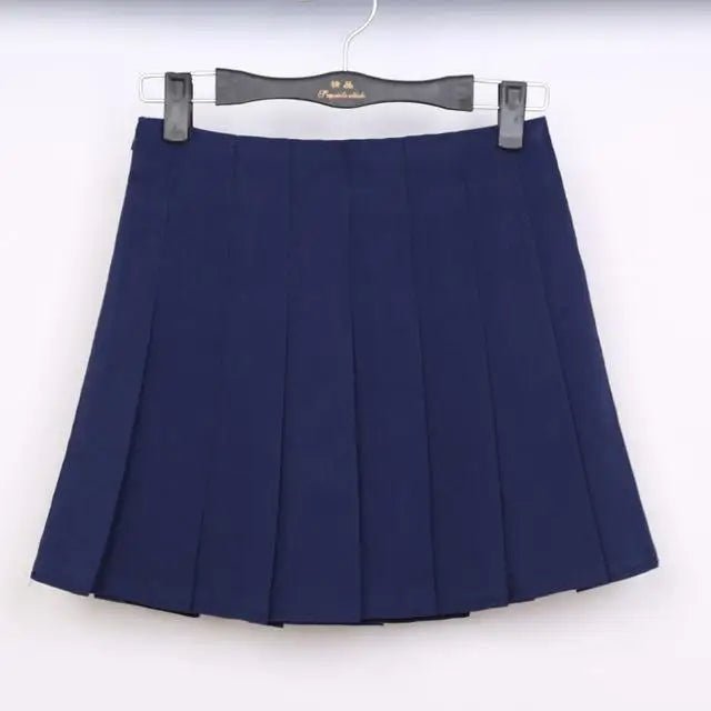 Pleated School Girl Skirt with Built - in Shorts for Chic Style - Cosparty