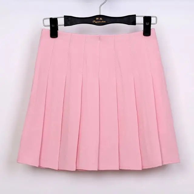 Pleated School Girl Skirt with Built - in Shorts for Chic Style - Cosparty