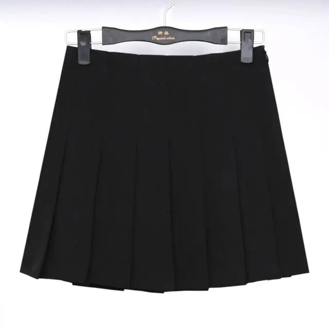 Pleated School Girl Skirt with Built-in Shorts for Chic Style - Skirts