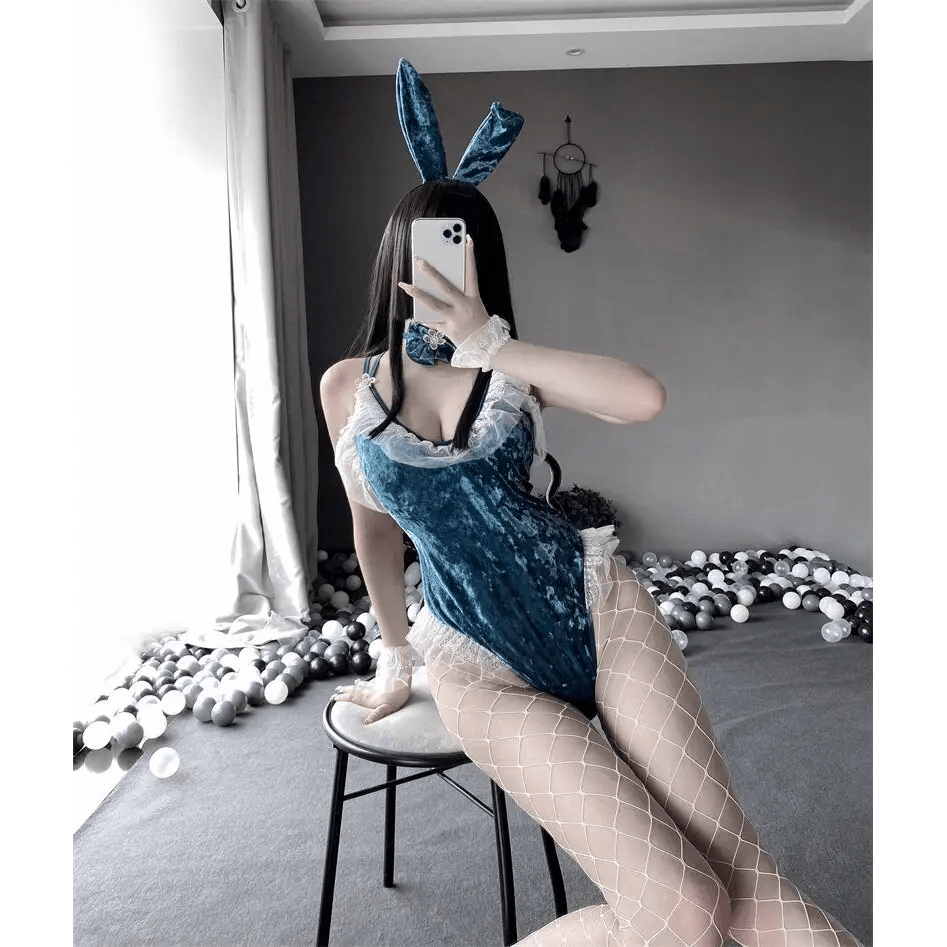 Plus Size Velour Bunny Cosplay Up to 5XL in Pink Blue or Black - Cosparty