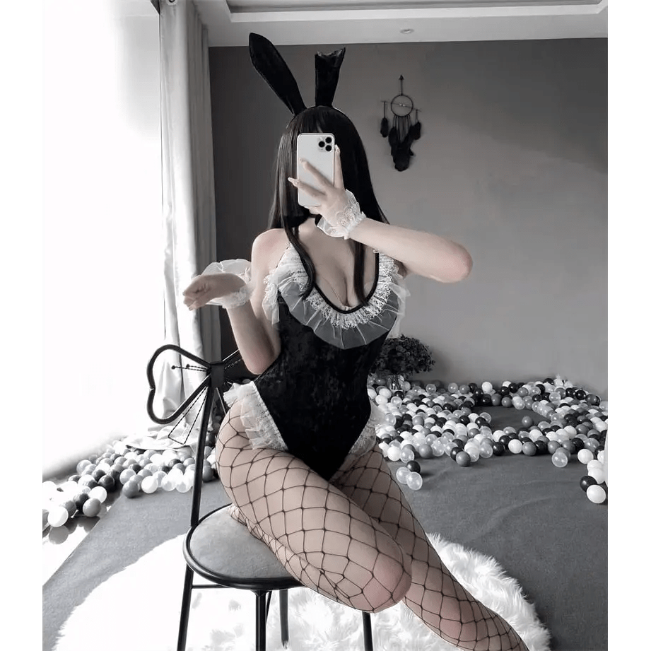 Plus Size Velour Bunny Cosplay Up to 5XL in Pink Blue or Black - Cosparty