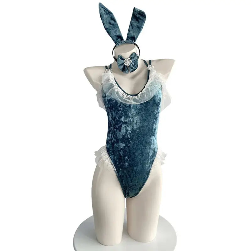 Plus Size Velour Bunny Cosplay Up to 5XL in Pink Blue or Black - cosplay