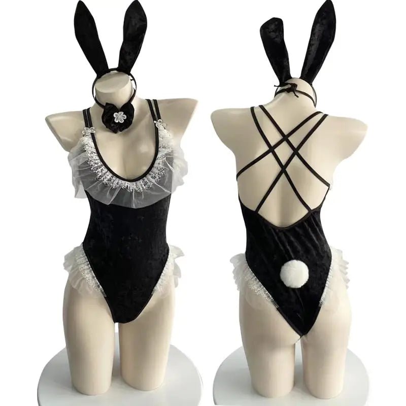 Plus Size Velour Bunny Cosplay Up to 5XL in Pink Blue or Black - Cosparty