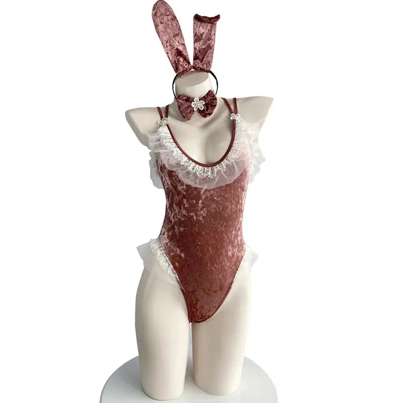 Plus Size Velour Bunny Cosplay Up to 5XL in Pink Blue or Black - cosplay