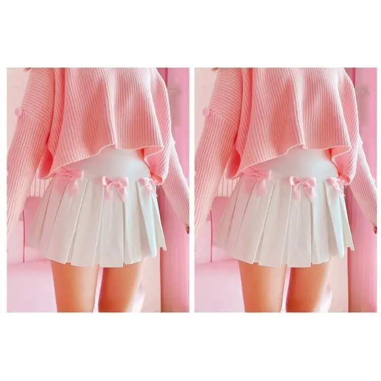 Princess Aesthetic Pink and White Ribbon Tennis Skirt - skirt