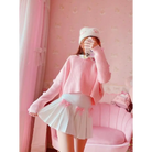 Princess Aesthetic Pink and White Ribbon Tennis Skirt - skirt