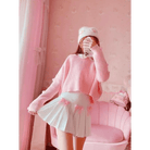 Princess Aesthetic Pink and White Ribbon Tennis Skirt - Cosparty