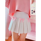 Princess Aesthetic Pink and White Ribbon Tennis Skirt - skirt