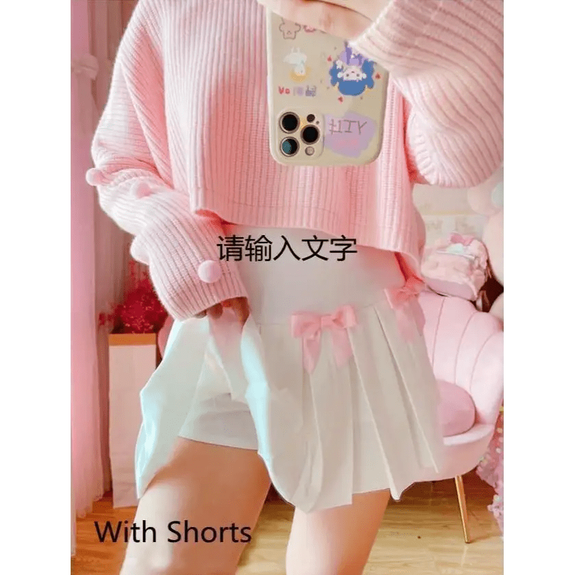 Princess Aesthetic Pink and White Ribbon Tennis Skirt - Cosparty