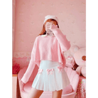 Princess Aesthetic Pink and White Ribbon Tennis Skirt - Cosparty