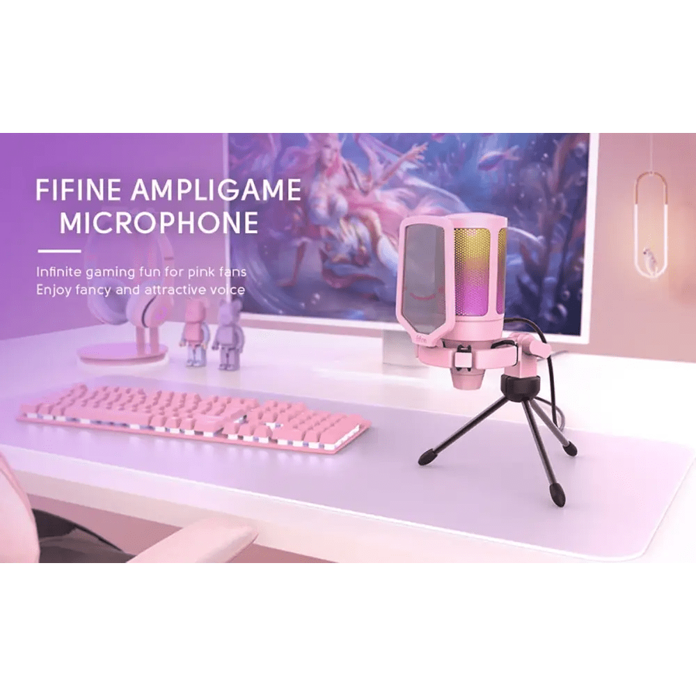 Professional Pink Streaming Microphone for Perfect Audio Quality - Cosparty