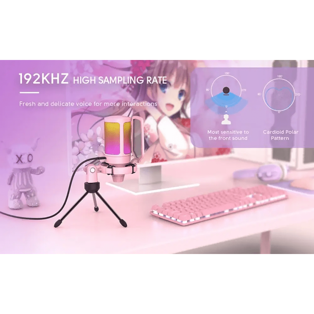 Professional Pink Streaming Microphone for Perfect Audio Quality - Cosparty