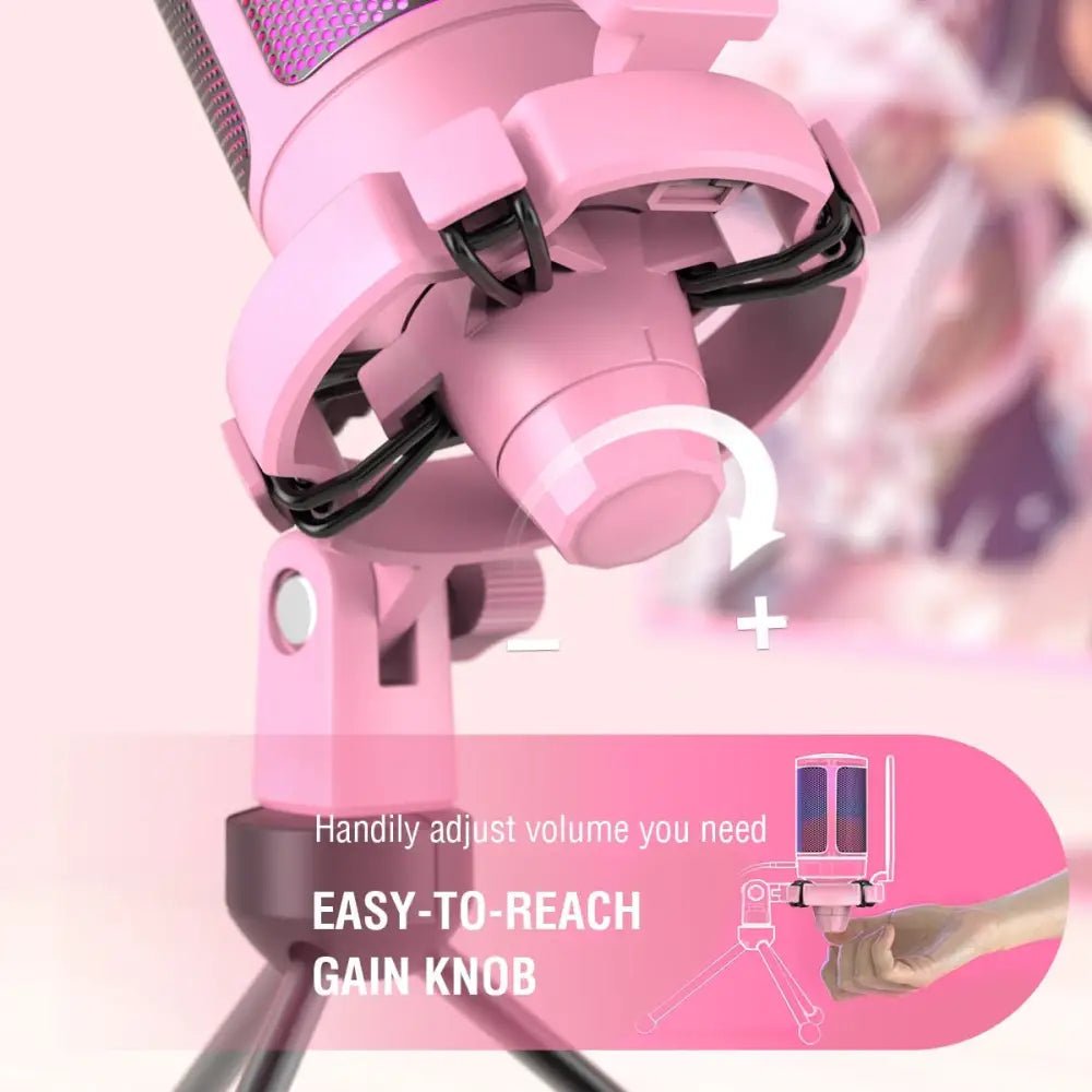 Professional Pink Streaming Microphone for Perfect Audio Quality - Cosparty