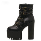 Punk Rock Chunky Block Heeled Booties for Perfect Fit Feet - Cosparty