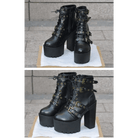 Punk Rock Chunky Block Heeled Booties for Perfect Fit Feet - Cosparty