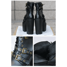 Punk Rock Chunky Block Heeled Booties for Perfect Fit Feet - Cosparty