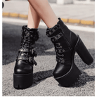 Punk Rock Chunky Block Heeled Booties for Perfect Fit Feet - Cosparty