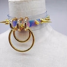 Punk Rock Clear Choker with Spiked Metal Detail and O - Ring Hooks - Cosparty