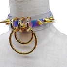 Punk Rock Clear Choker with Spiked Metal Detail and O - Ring Hooks - Cosparty