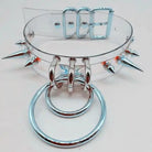 Punk Rock Clear Choker with Spiked Metal Detail and O - Ring Hooks - Cosparty