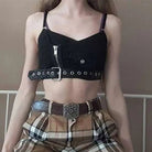 Punk Rock Tartan Plaid Cropped Tank for Edgy Style - Cosparty