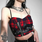 Punk Rock Tartan Plaid Cropped Tank for Edgy Style - Cosparty