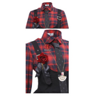 Punk Rock Tartan Plaid Suspender Skirt and Button-Up Dress Set - Dress