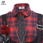 Punk Rock Tartan Plaid Suspender Skirt and Button-Up Dress Set - Dress