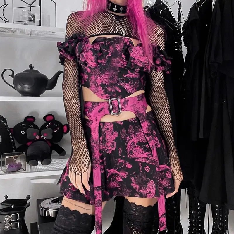 Punk Shirt with Pink Accents for Goth Style - Cosparty