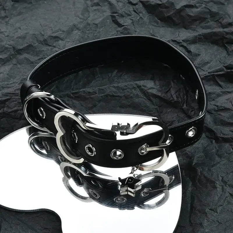 Puppy Bone Collar with Secure Gothic Buckle and Vegan Leather - necklace