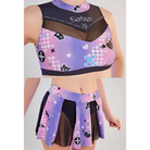 Purple and Black Holographic Pastel Goth Cheerleader Outfit Costume - lingerie