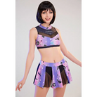 Purple and Black Holographic Pastel Goth Cheerleader Outfit Costume - lingerie