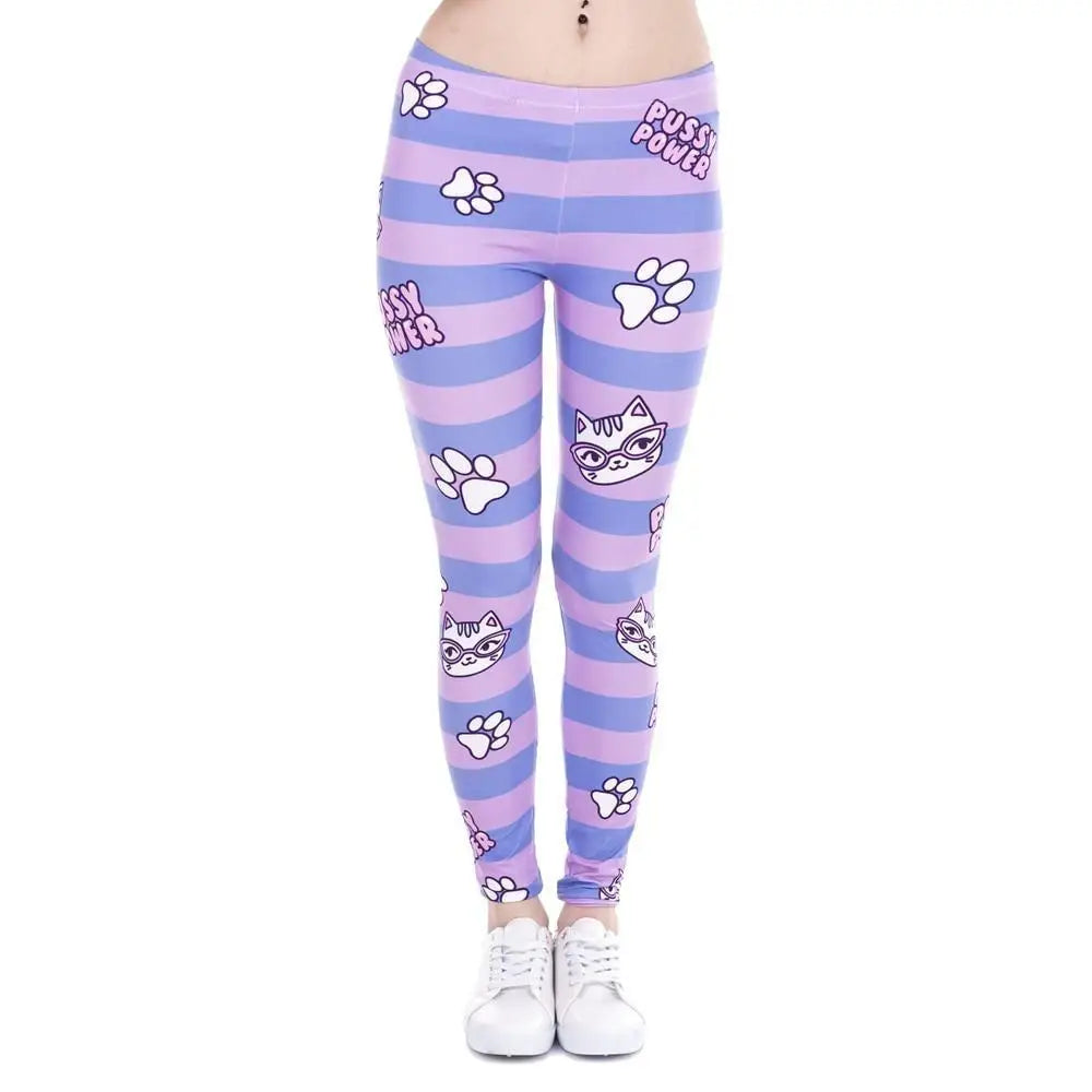 Purple and Pink Pussy Power Leggings for Feminist Cosparty Fun - pants