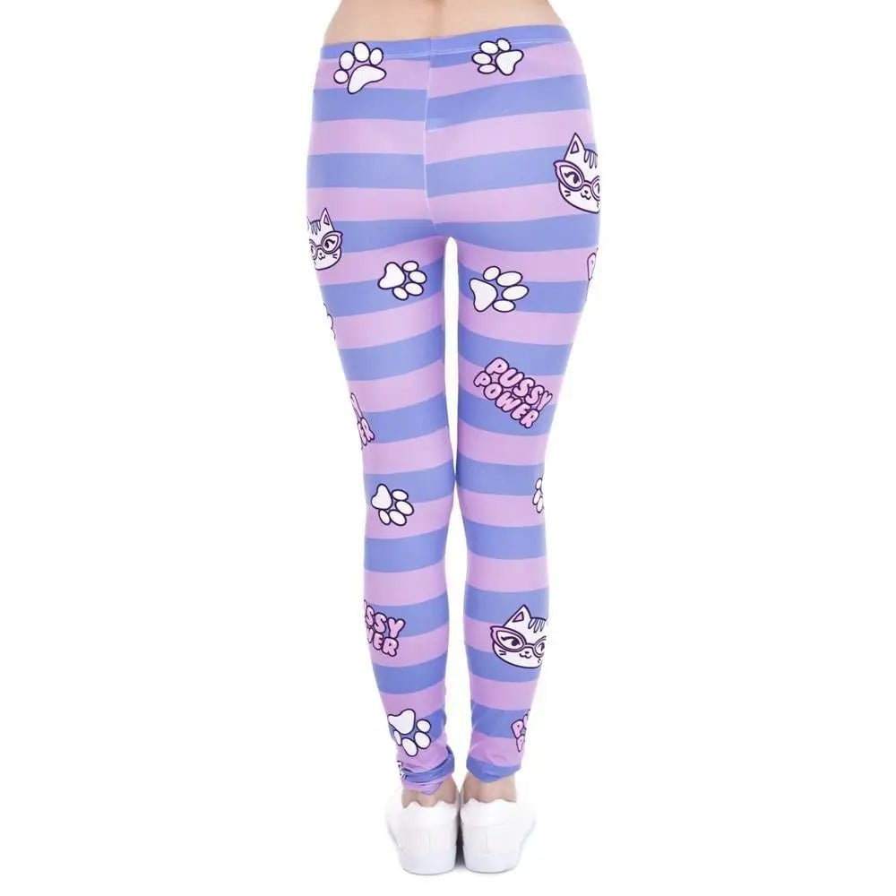 Purple and Pink Pussy Power Leggings for Feminist Cosparty Fun - Cosparty