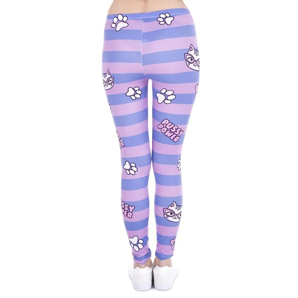 Purple and Pink Pussy Power Leggings for Feminist Cosparty Fun - pants