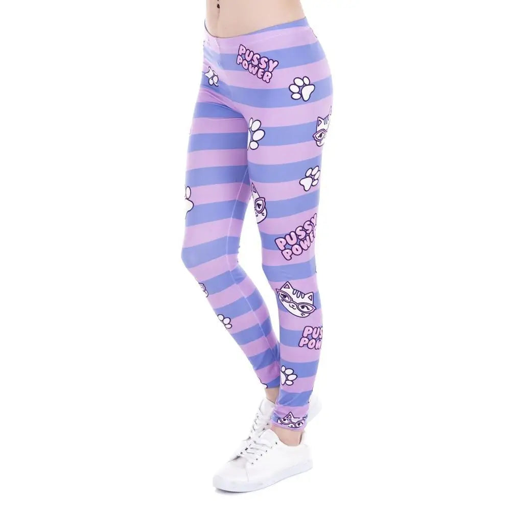 Purple and Pink Pussy Power Leggings for Feminist Cosparty Fun - pants