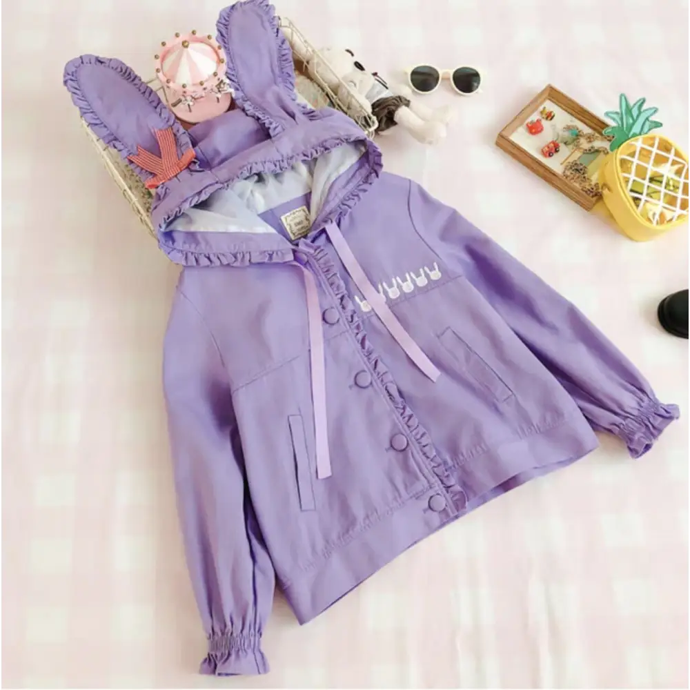 Purple Bunny Windbreaker Coat for Winter Protection and Style - coat