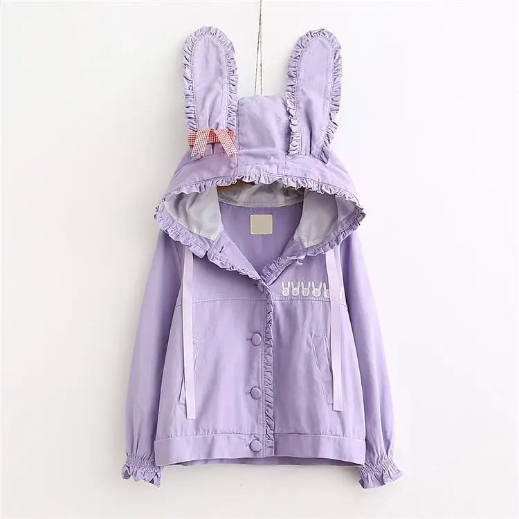 Purple Bunny Windbreaker Coat for Winter Protection and Style - coat