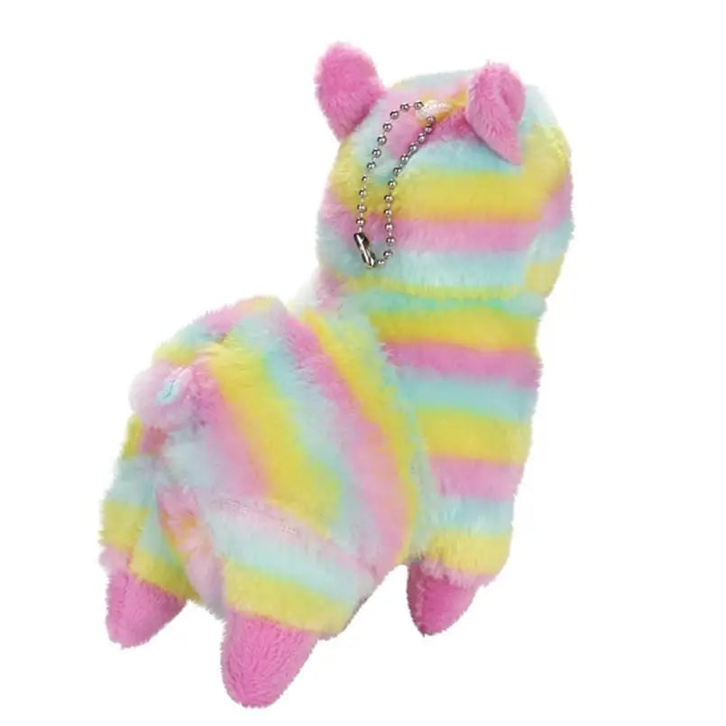 Rainbow Alpaca Plush with Keychain Strap for Cuteness on the Go - plush