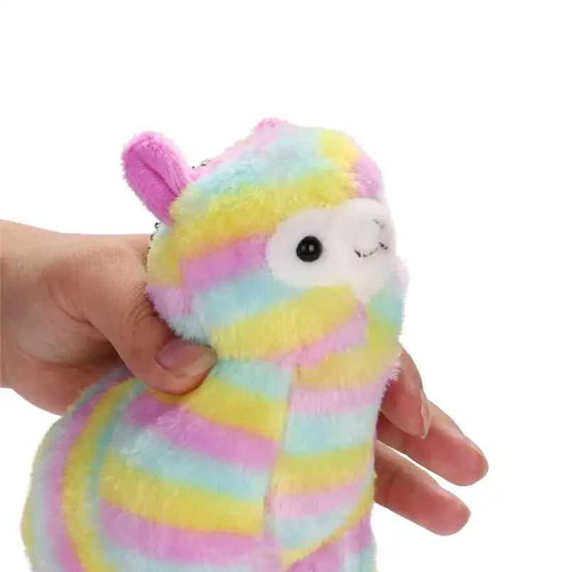 Rainbow Alpaca Plush with Keychain Strap for Cuteness on the Go - plush