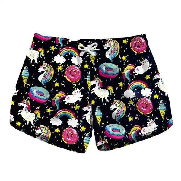 Donut Rainbow Unicorn Shorts Athletic Kawaii Black by DDLG playground