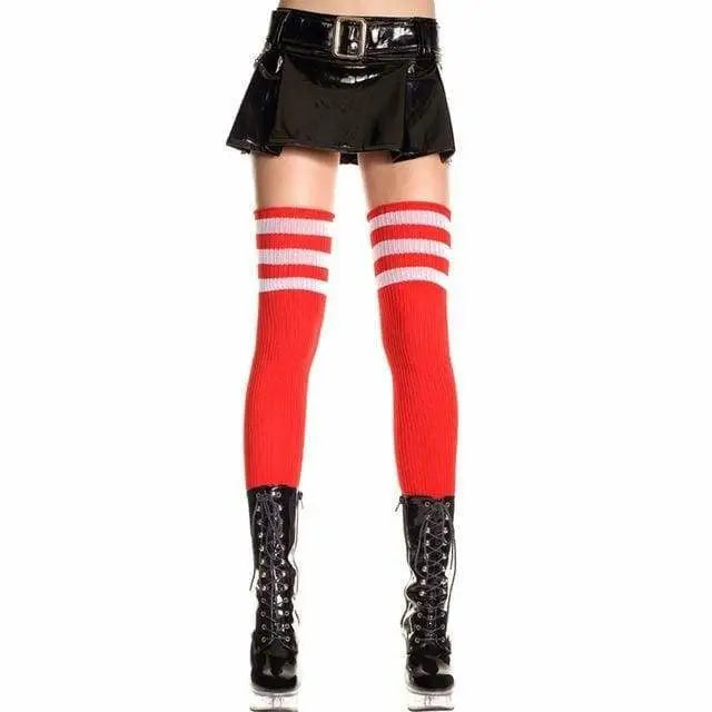 Glitter Rainbow Thigh Highs - Red (No Glitter) - Socks