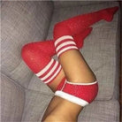 Rainbow Thigh High Glitter Socks with Rhinestones - Cosparty