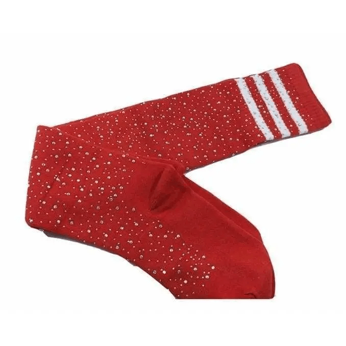 Rainbow Thigh High Glitter Socks with Rhinestones - Cosparty