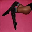 Rainbow Thigh High Glitter Socks with Rhinestones - socks