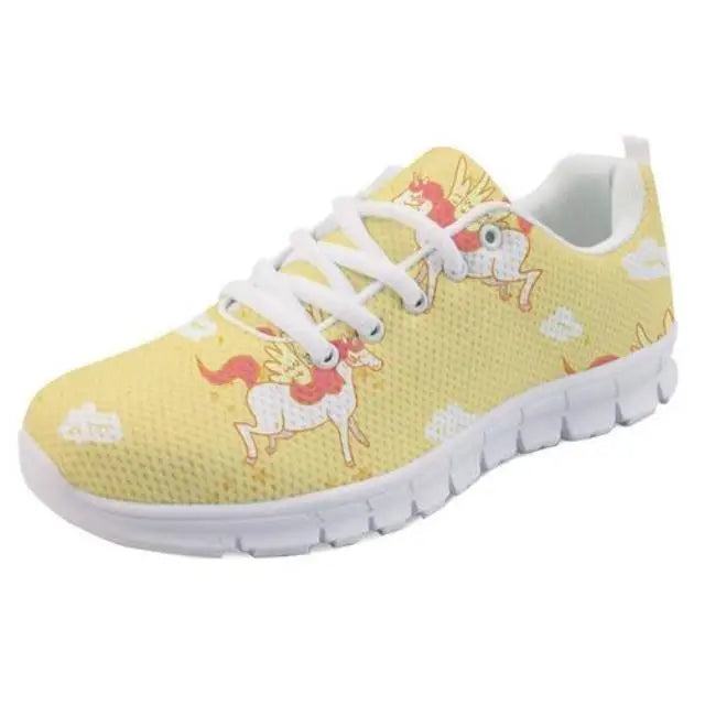 Kawaii Yellow Unicorn Shoes Sneakers Athletic Footwear Cute Pastel Fairy Kei Style