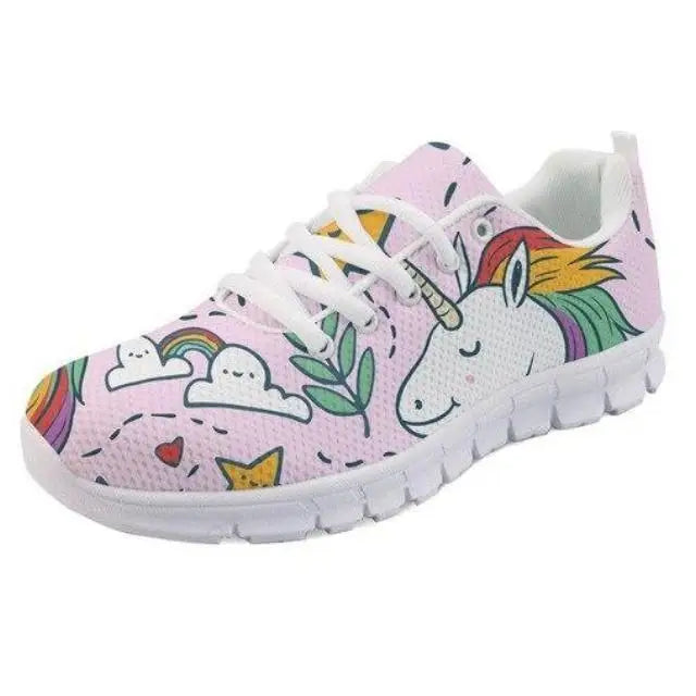 Kawaii Pink Rainbow Unicorn Shoes Sneakers Athletic Footwear Cute Pastel Fairy Kei Style